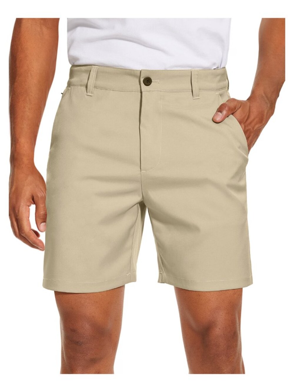 Men's Golf Dress Shorts Hybrid 7 Inch Flat Front 5 Pockets UPF 50+ Quick Dry